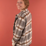 Cassidy Classic Plaid Shacket in Grey and Tan