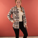 Cassidy Classic Plaid Shacket in Grey and Tan