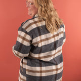 Cassidy Classic Plaid Shacket in Navy and Tan