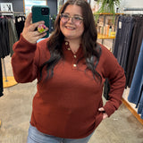 Changing Seasons Henley Sweater - Rust