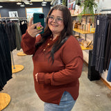 Changing Seasons Henley Sweater - Rust