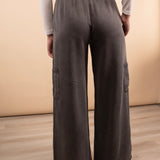 Charcoal Mineral Wash Wide Leg Pants