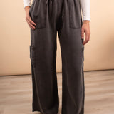 Charcoal Mineral Wash Wide Leg Pants