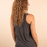 Charcoal Solid Knit Sleeveless Tank Top