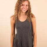 Charcoal Solid Knit Sleeveless Tank Top