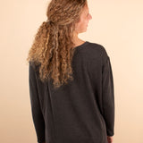 Cider Season Ribbed Top in Charcoal