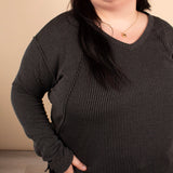 Cider Season Ribbed Top in Charcoal
