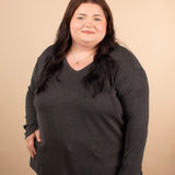 Cider Season Ribbed Top in Charcoal