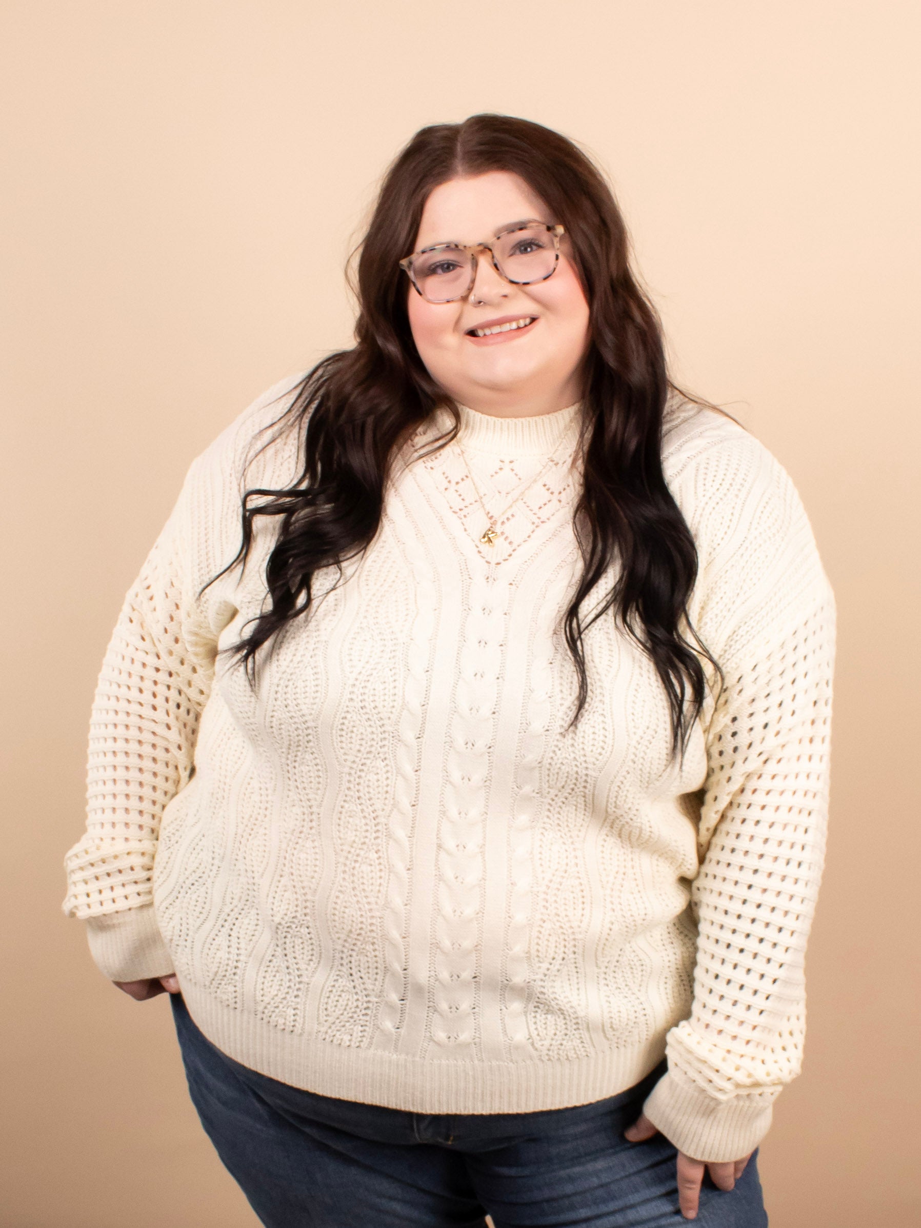 Clara Textured Knit Sweater in Ivory - K & Company