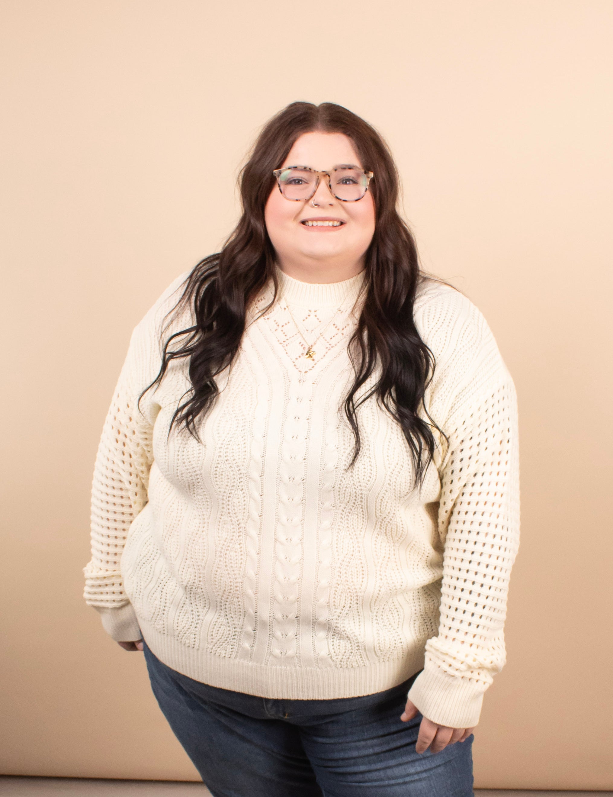 Clara Textured Knit Sweater in Ivory - K & Company