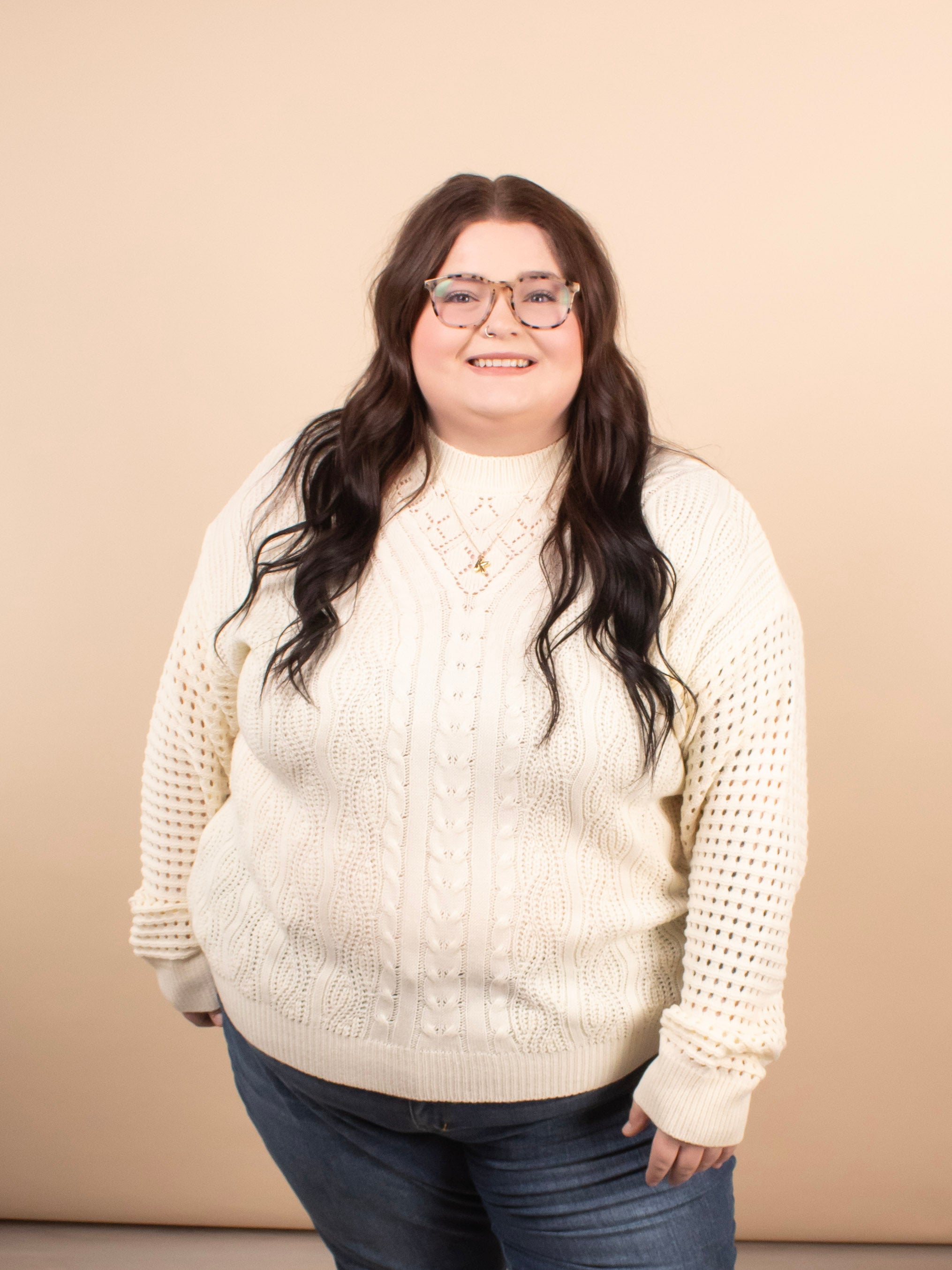 Clara Textured Knit Sweater in Ivory - K & Company