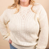 Clara Textured Knit Sweater in Ivory - K & Company