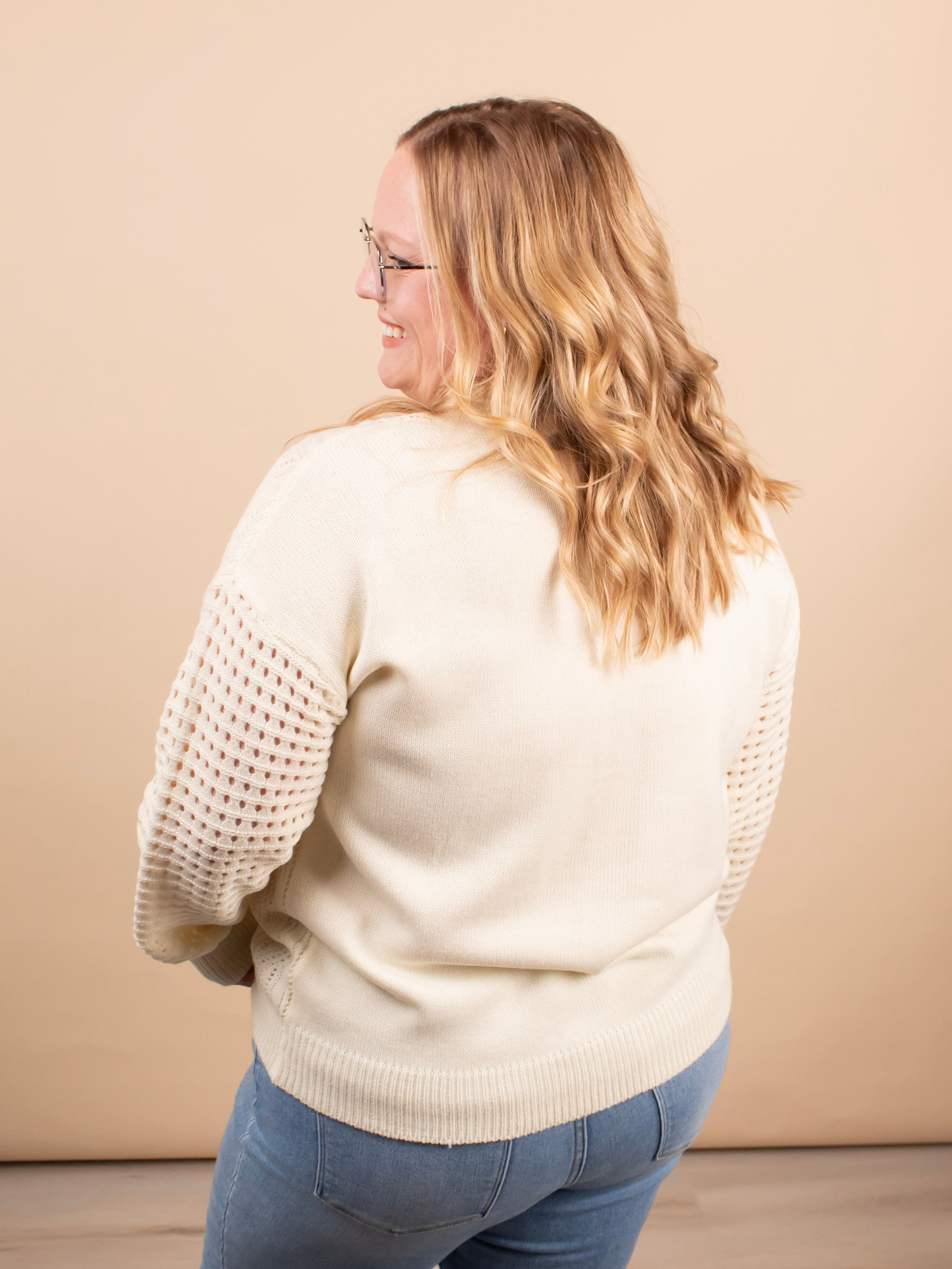 Clara Textured Knit Sweater in Ivory - K & Company