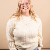 Clara Textured Knit Sweater in Ivory - K & Company