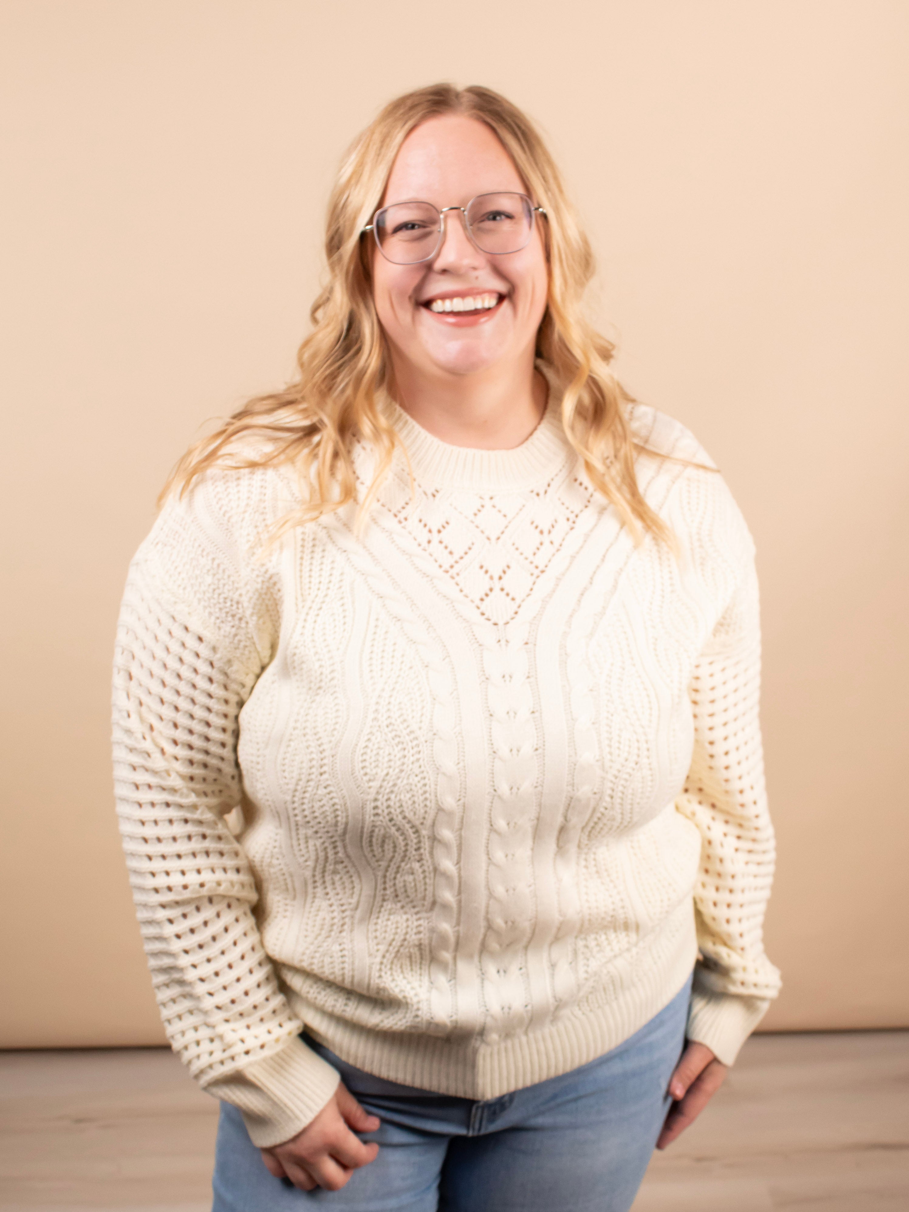 Clara Textured Knit Sweater in Ivory - K & Company