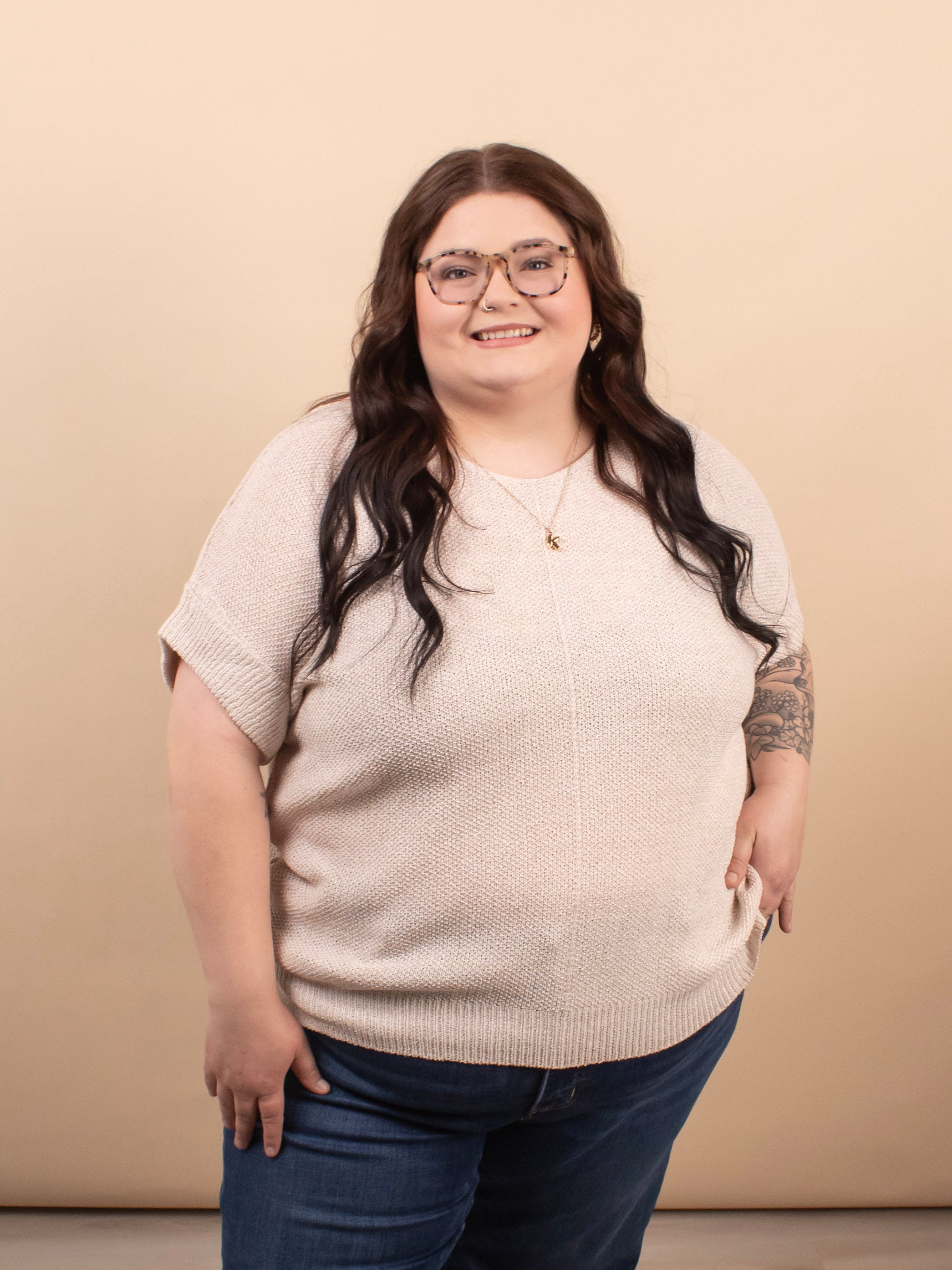 Cloudlight Knit Top in Beige - K & Company