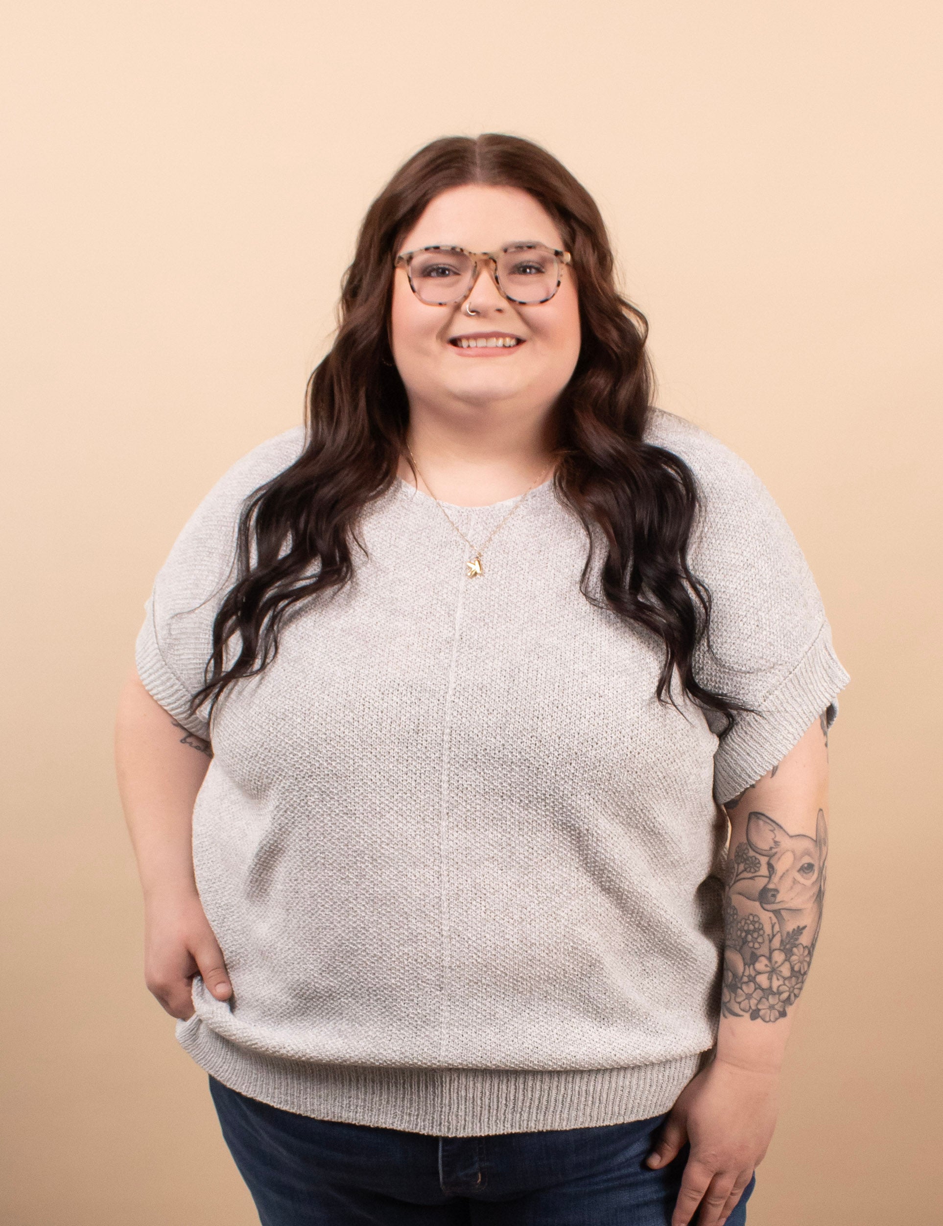 Cloudlight Knit Top in Grey - K & Company