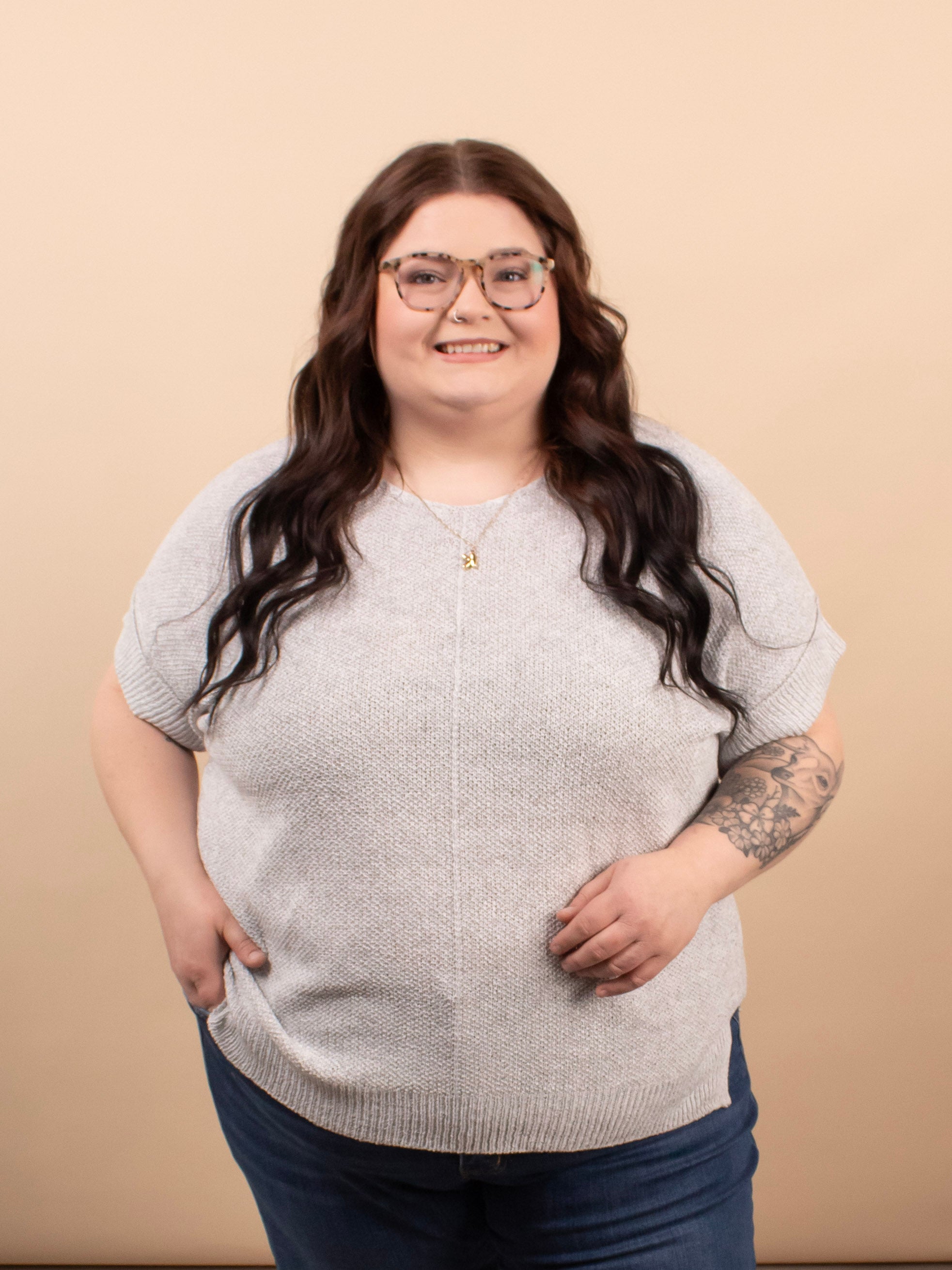 Cloudlight Knit Top in Grey - K & Company