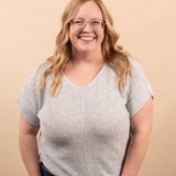 Cloudlight grey lightweight knit top women's boutique clothing sizes S-3XL