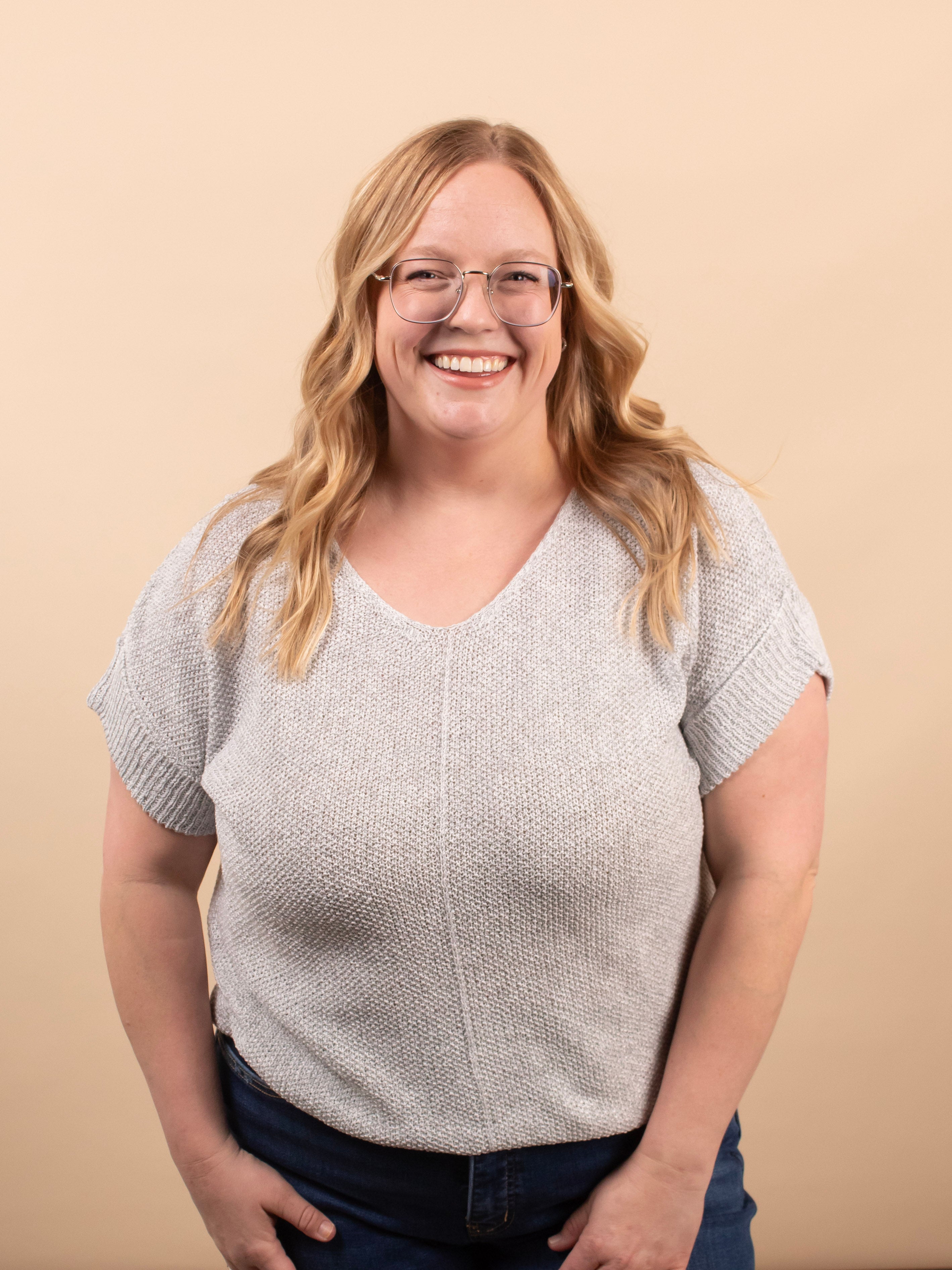 Cloudlight grey lightweight knit top women's boutique clothing sizes S-3XL