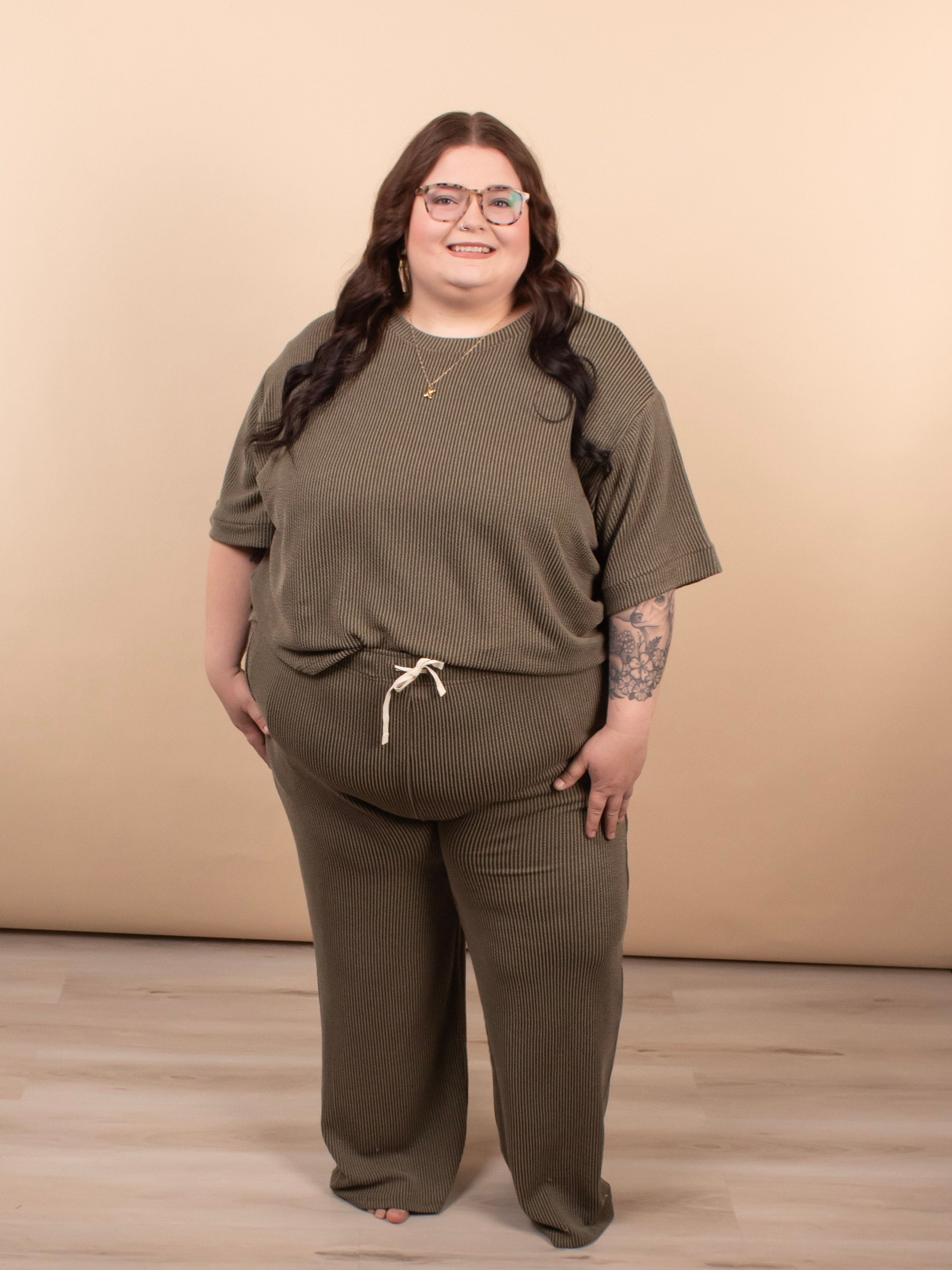 Clover Ribbed Pants – Dark Olive (Pants Only) - K & Company