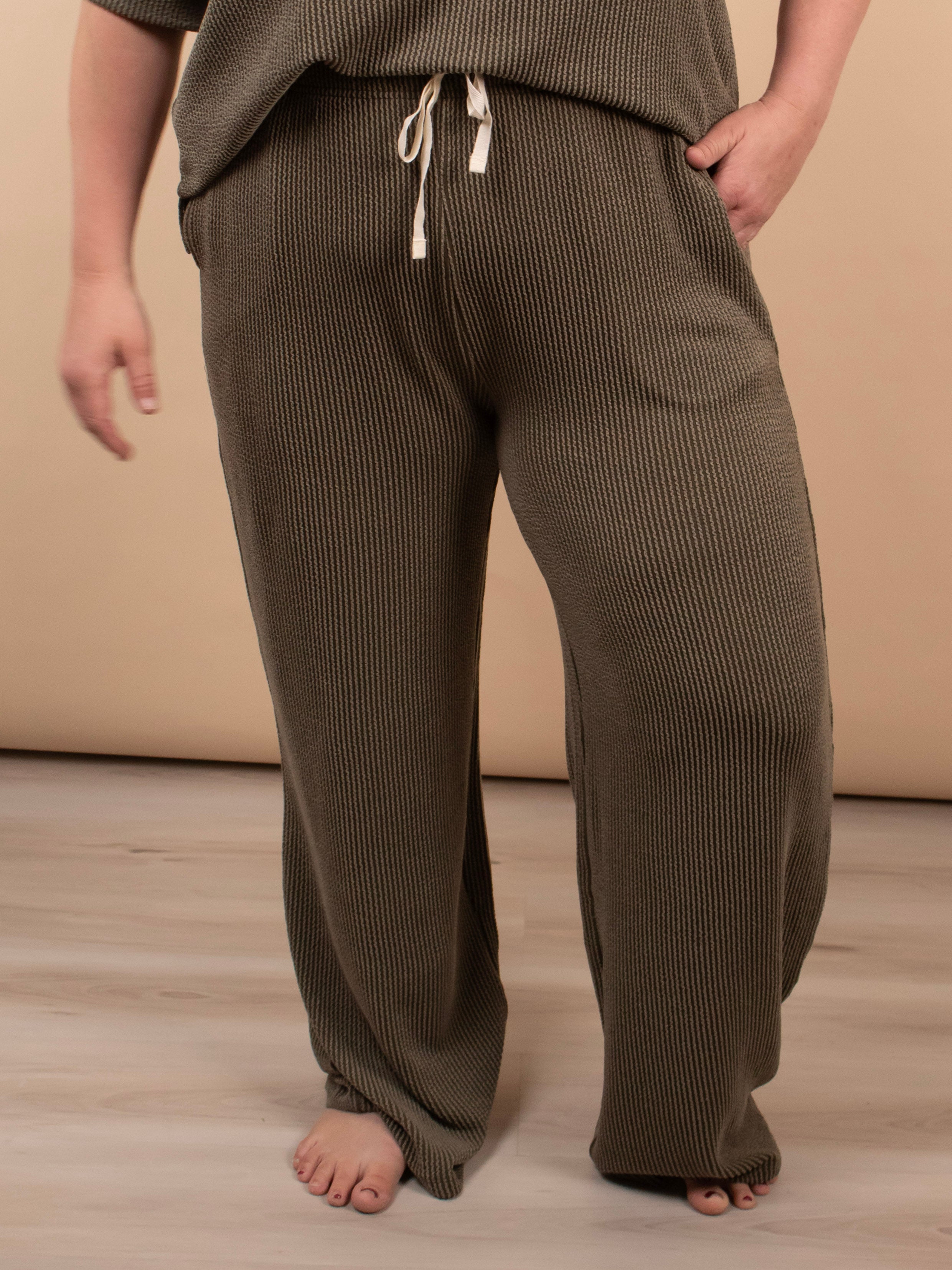 Clover Ribbed Pants – Dark Olive (Pants Only) - K & Company