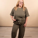 Clover Ribbed Pants – Dark Olive (Pants Only) - K & Company