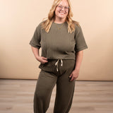 Clover Ribbed Pants – Dark Olive (Pants Only) - K & Company