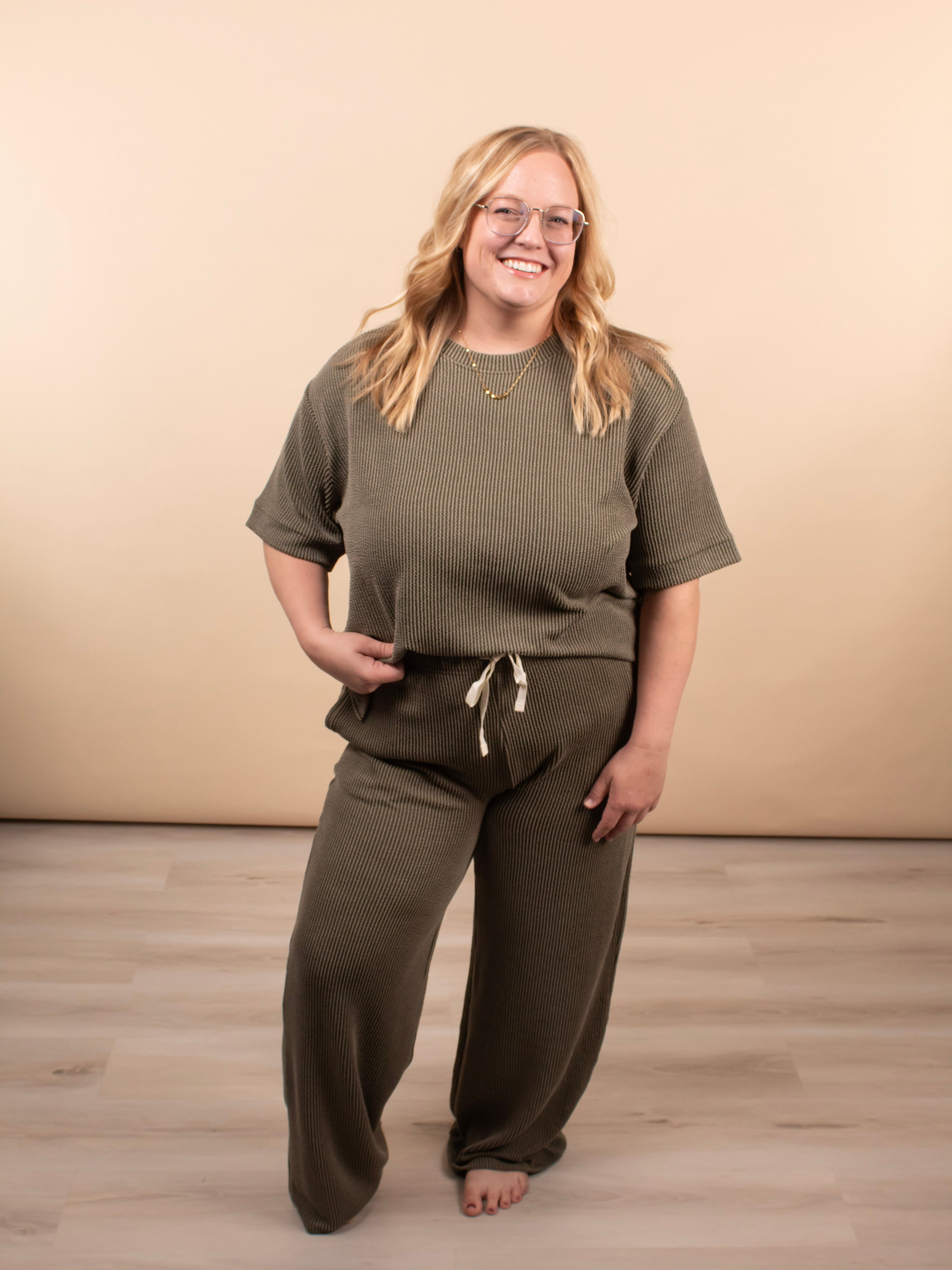 Clover Ribbed Pants – Dark Olive (Pants Only) - K & Company
