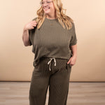 Clover Ribbed Pants – Dark Olive (Pants Only) - K & Company