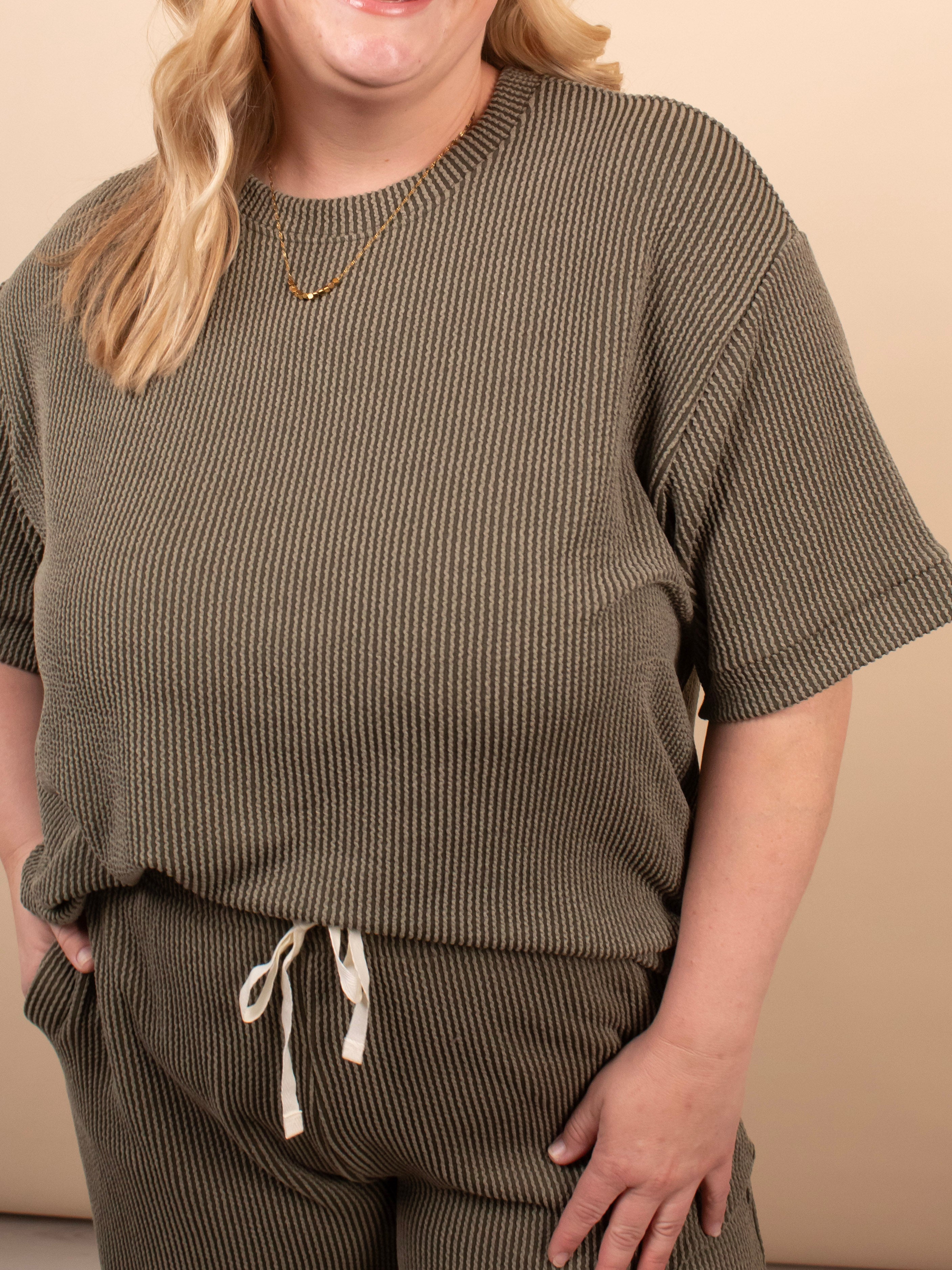 Clover Ribbed Top – Dark Olive (Top Only) - K & Company