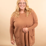 Comfy Coverage Pocket Sweater in Latte