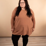 Comfy Coverage Pocket Sweater in Latte