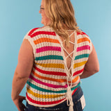 Cora Knit Top with Lace Up Back Detail