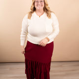 Cozy Gathering Maxi Skirt in Merlot