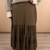 Cozy Gathering Maxi Skirt in Olive