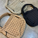 Quilted Carryall Crossbody Bag in Sage Grey