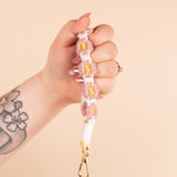 Daisy Days Wristlet Keychain in Peach