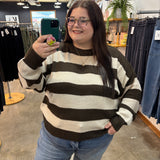 Day After Day Striped Sweater - Espresso