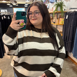Day After Day Striped Sweater - Espresso