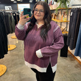 Day Off Contrast Sweatshirt - Eggplant