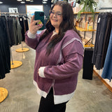 Day Off Contrast Sweatshirt - Eggplant