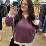 Day Off Contrast Sweatshirt - Eggplant