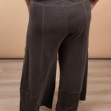 Melanie Washed Wide Leg Pants - Charcoal