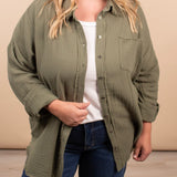 Easy Layers Gauze Button Down - Green