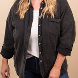 Easy Layers Washed Gauze Button Down - Charcoal