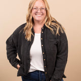 Easy Layers Washed Gauze Button Down - Charcoal