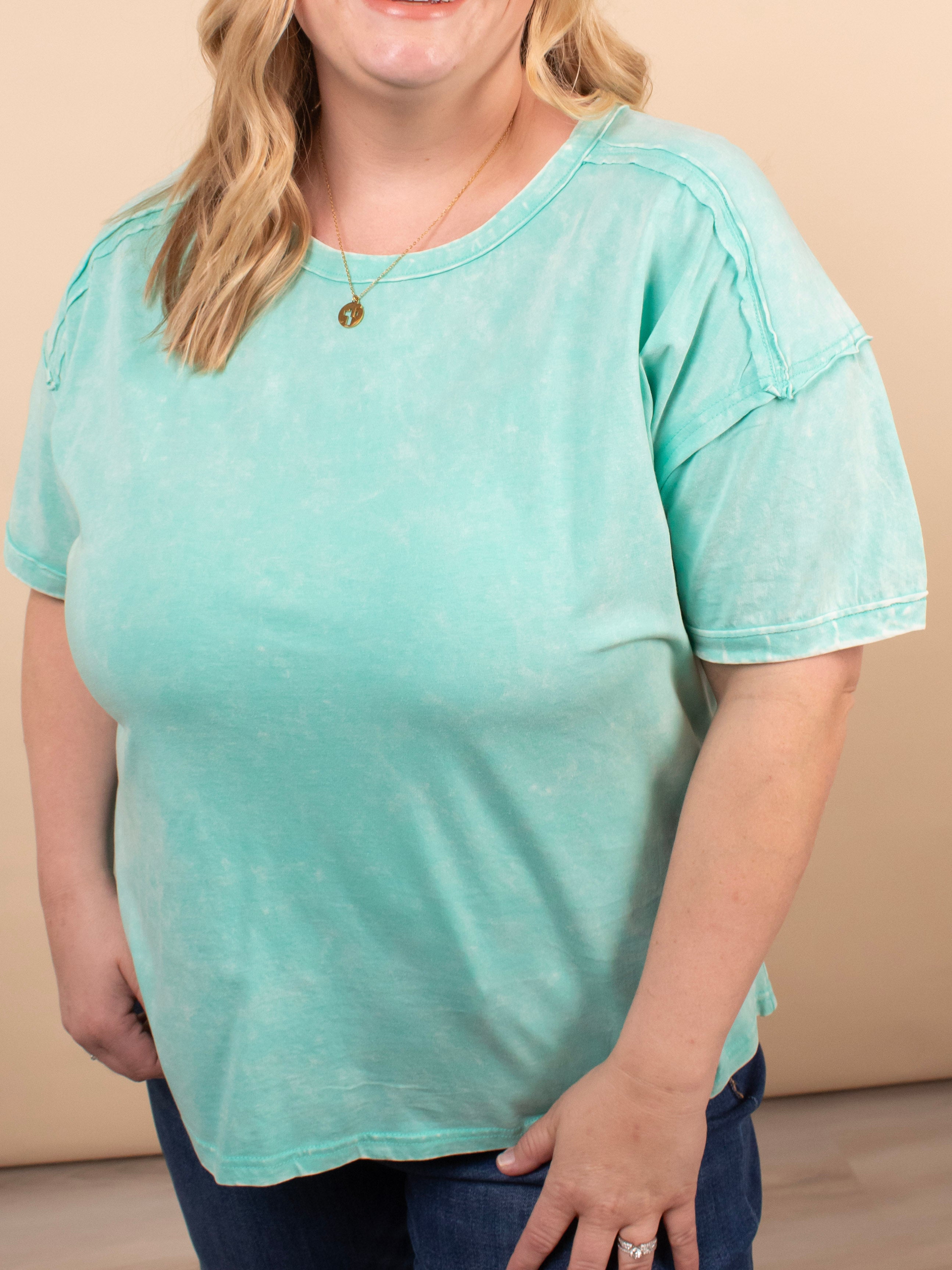 Easy Living Mineral Wash Tee – Seafoam Mist - K & Company