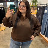 Effortless Half Zip Pullover - Chocolate