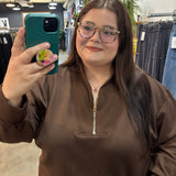 Effortless Half Zip Pullover - Chocolate